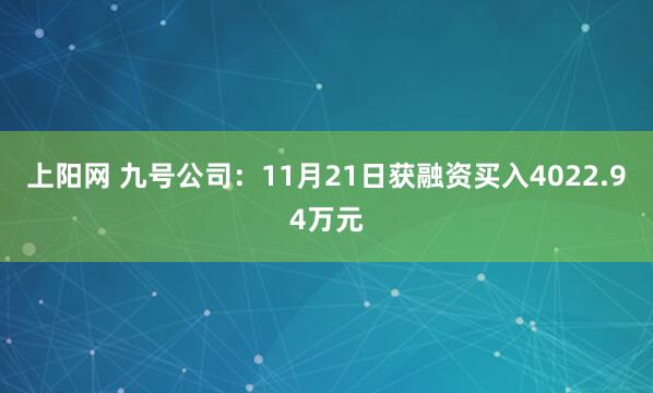 上阳网 九号公司:11月21日获融资买入4022.94万元