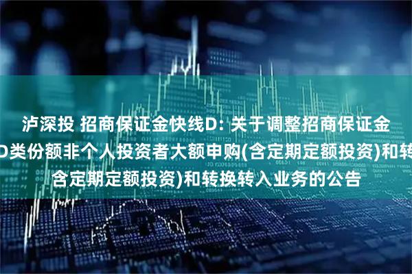 泸深投 招商保证金快线D: 关于调整招商保证金快线货币市场基金D类份额非个人投资者大额申购(含定期定额投资)和转换转入业务的公告
