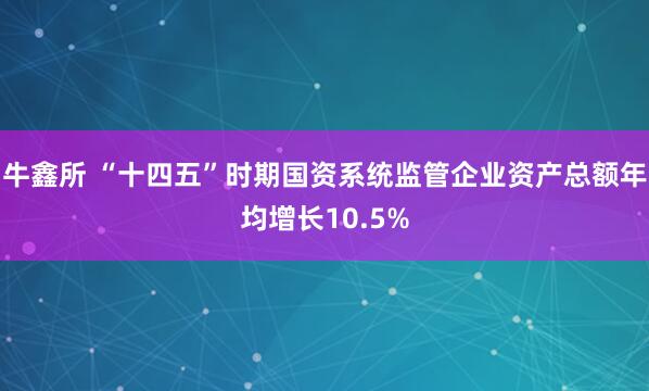 牛鑫所 “十四五”时期国资系统监管企业资产总额年均增长10.5%